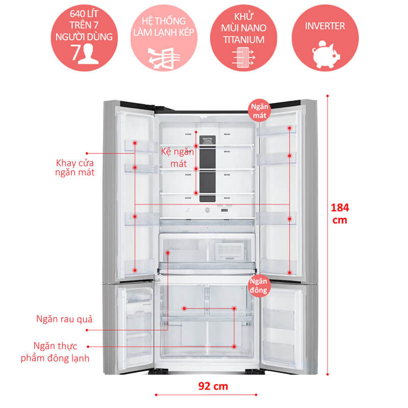 Hitachi Inverter 640 lít WB800PGV5 - Ảnh 4